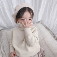 new girls sweaters mink cashmere autumn and winter kids sweaters high collar thermal outwear simple sweet baby girls sweaters