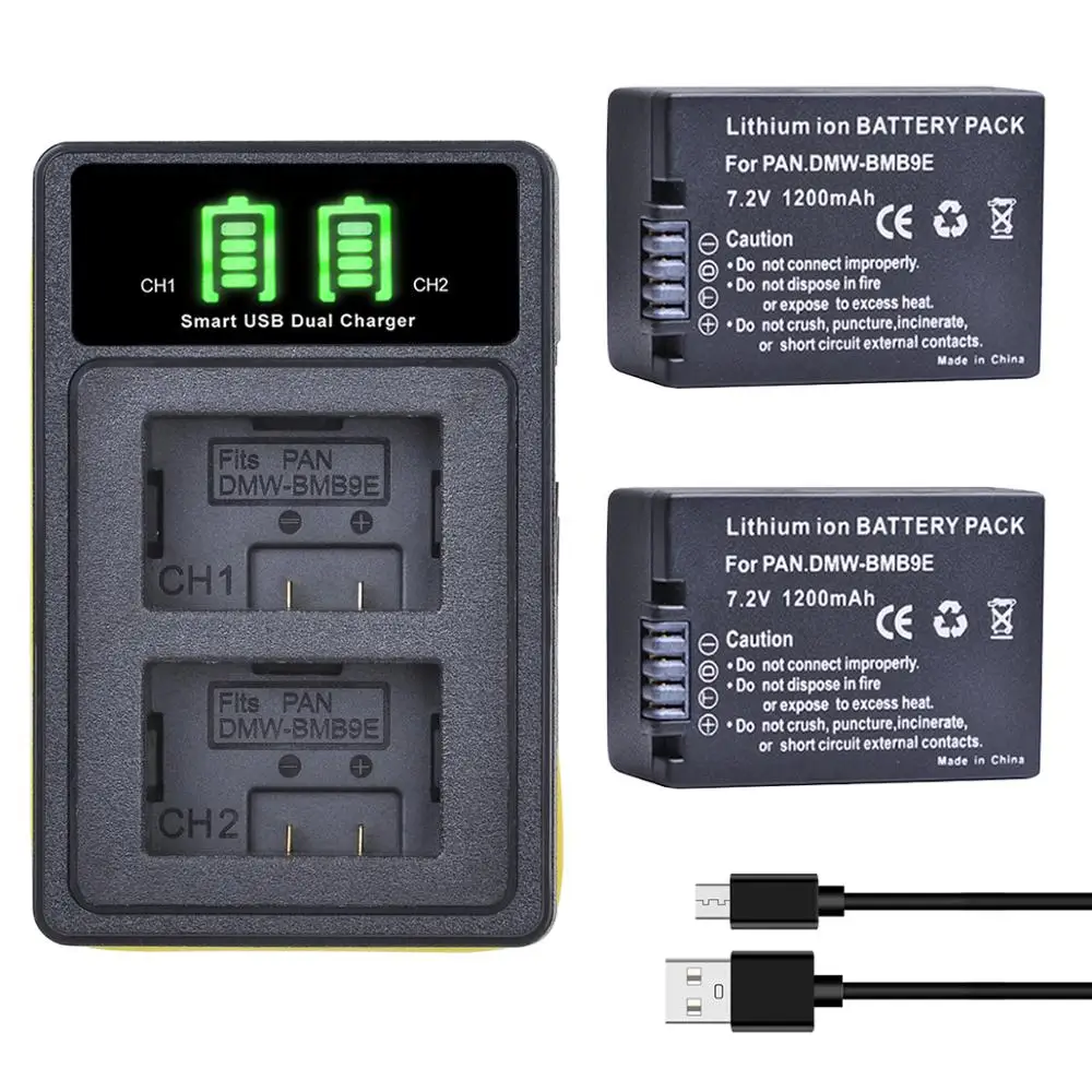 Аккумулятор 1200 мА · ч DMW-BMB9 BMB9E BMB9PP + двойное зарядное устройство со светодиодной