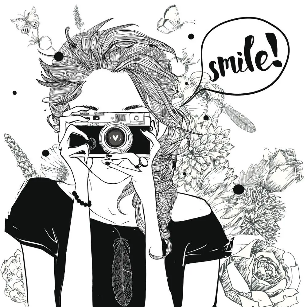 

AZSG Lovely Girl Take Photos Clear Stamps For DIY Scrapbooking Decorative Card making Crafts Fun Decoration Supplies 13*13cm