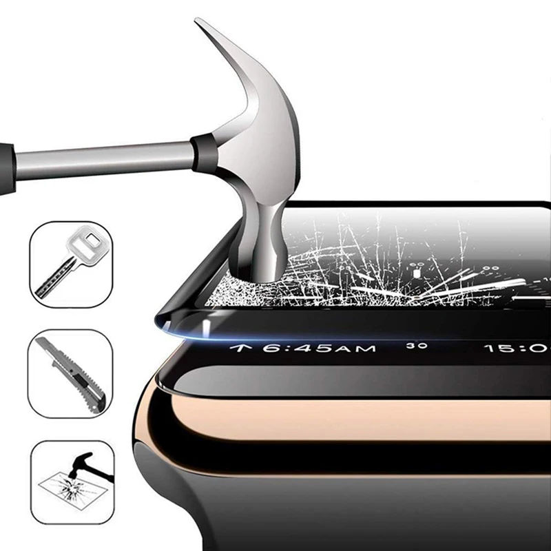 Защитное стекло для Apple Watch закаленное с мягкими краями 4 5 3 2 1 3D 38 мм 42 40 44 |