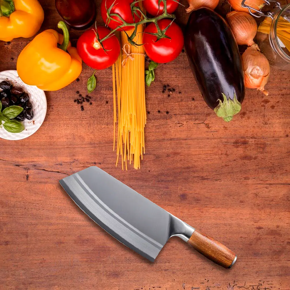 

8inch Kitchen Knife Stainless Steel Meat Chopping Cleaver Slicing Vegetables Chinese Chef Knife