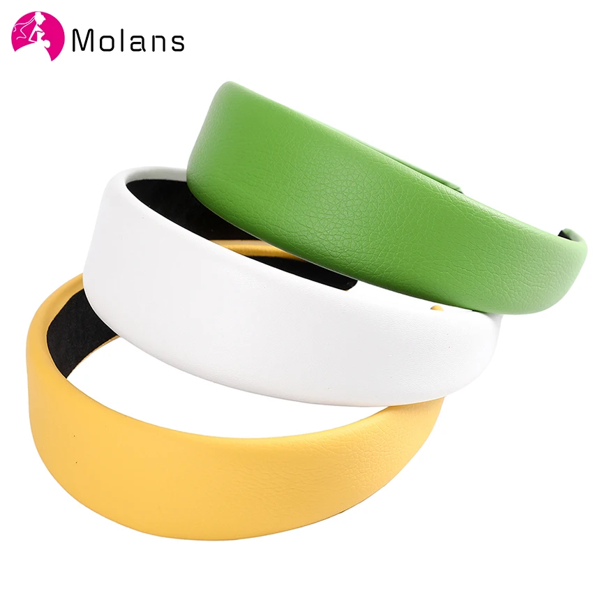 Женский ободок из искусственной кожи MOLANS простой шириной 4 см модные широкие
