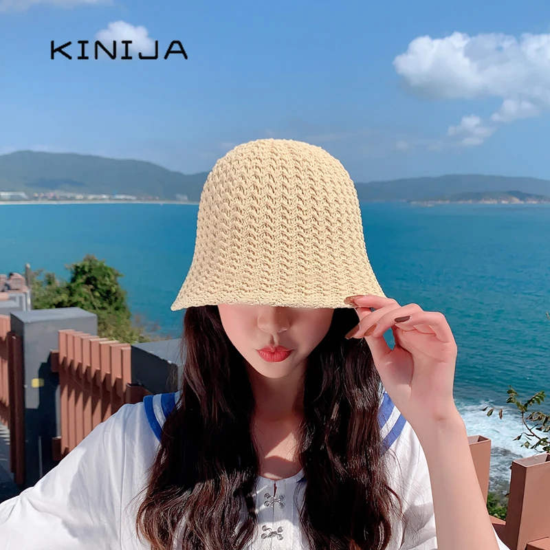 Панама женская плетеная ручной работы Соломенная пляжная шляпа от солнца с