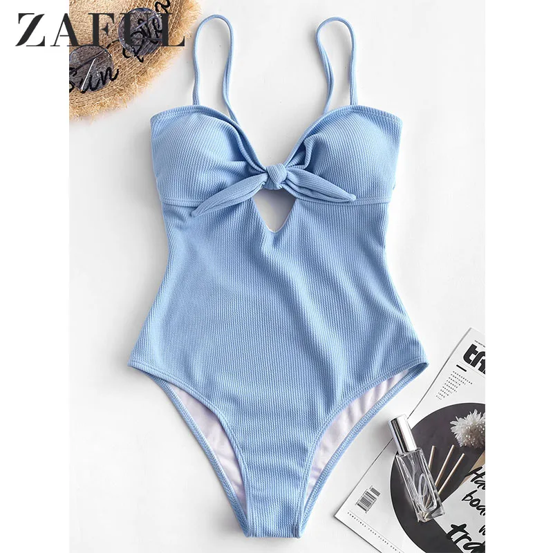 ZAFUL Бикини ребристая замочная скважина с завязками Проволочные купальники