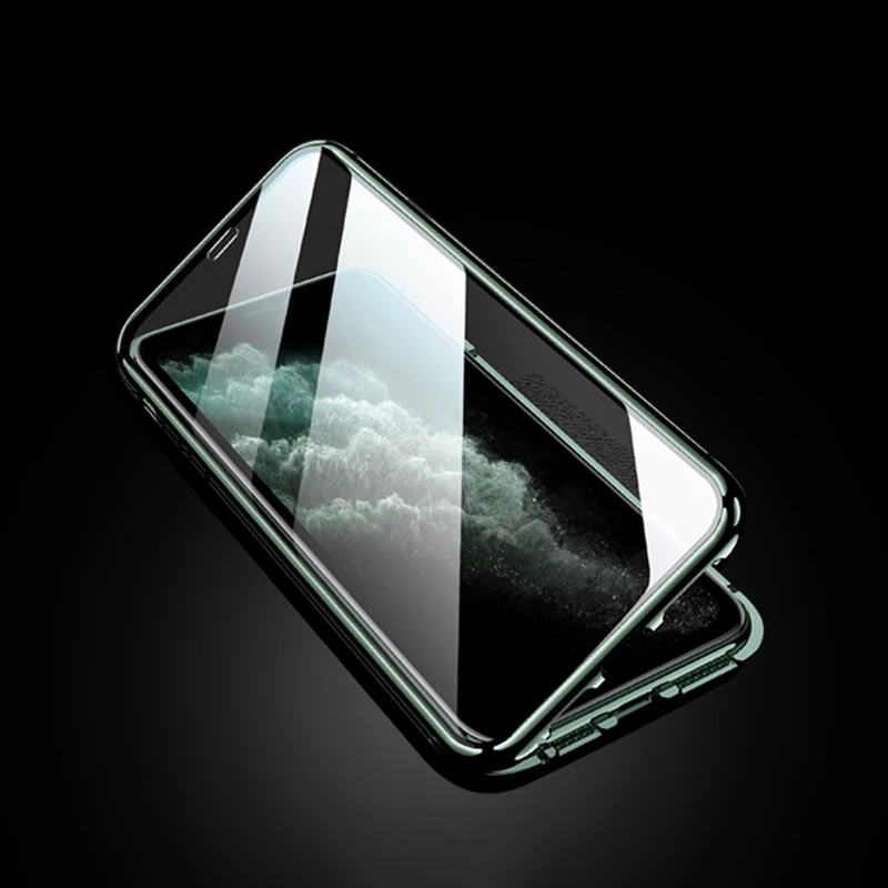 Магнитный адсорбционный металлический чехол для iPhone 11 11 Pro Max прозрачный чехол из закаленного стекла для телефона для iPhone XS Max XR 8 7 Plus откидная крышка