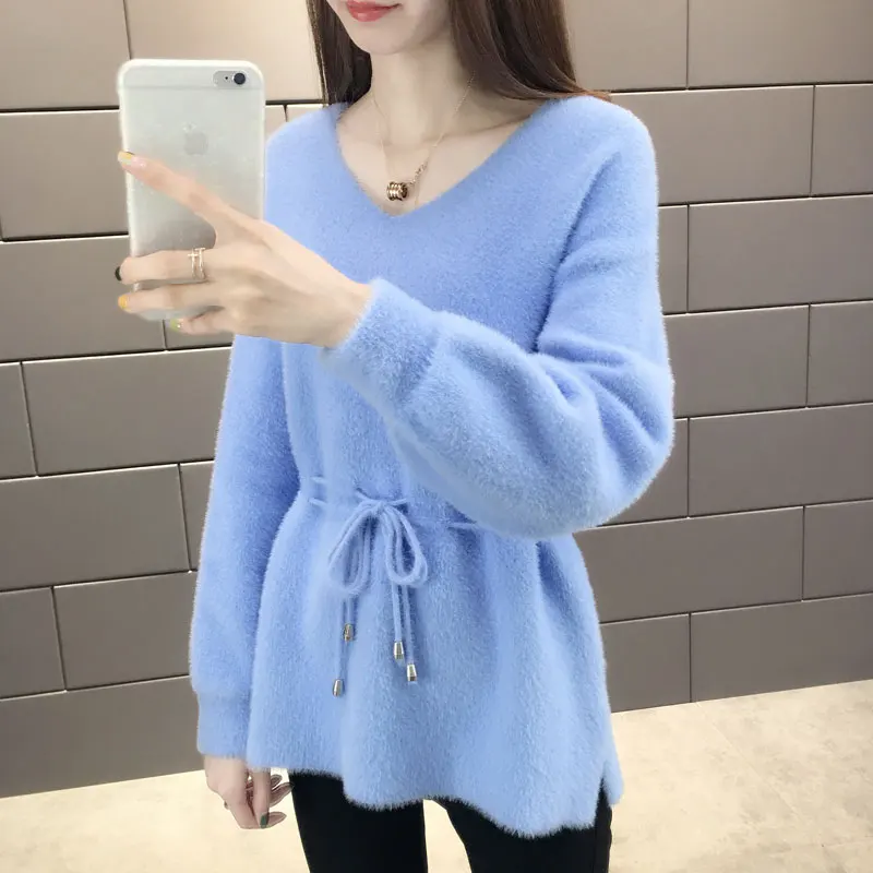 Женский зимний теплый мягкий кашемировый свитер модный толстый вязаный пуловер