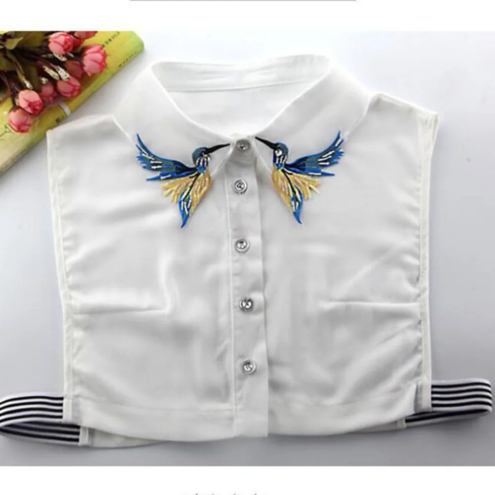 

Hot Sale Flying Bird Embroidery Fake Collar White Collar Detachable Collar False Collar Lapel Blouse Women Clothes Accessories