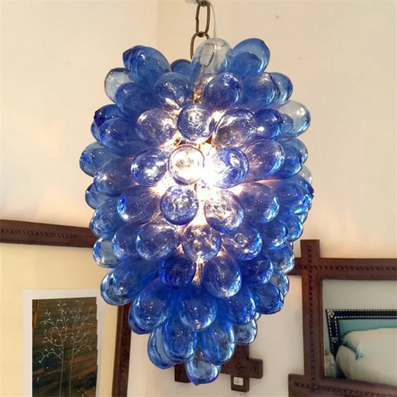 

Contemporary Creative Lamps 60*80cm Purple Color Nordic Hand Blown Glass Chandeliers with Led Bulbs Hanging Lights