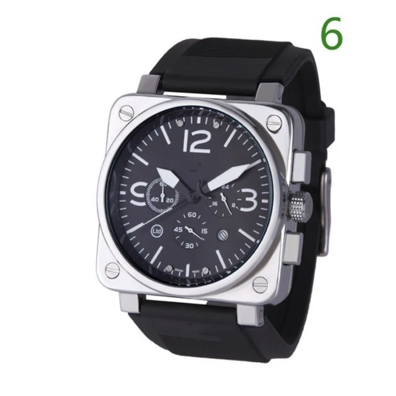 

Men's Military Watch Multifunction Dual Calendar Square Dial Women Wrist Watch Rubber Strap Alloy Watch
