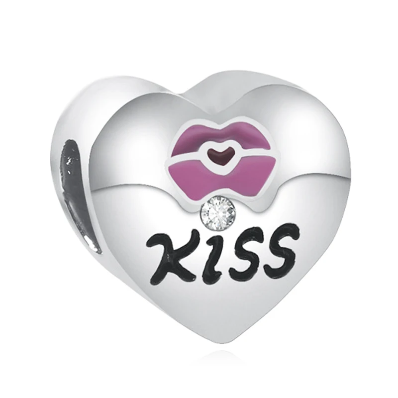 kiss Nan Sister Grand Daughter Лучший Друг Микки Сердце Бусины Подходит Pandora браслет и браслет DIY для женщин Изготовление ювелирных изделий - Цвет: kiss