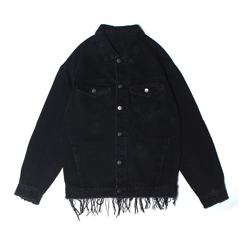 Black Jacket Комплекты из 2 предметов, мужские модные рваные джинсовые куртки, пальто и свободные штаны на молнии, джоггеры, комплект уличной одежды в стиле хип-хоп - Цвет: Black Jacket