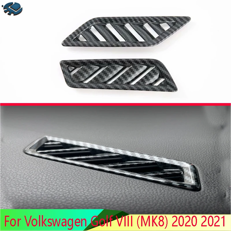 

For Volkswagen Golf VIII (MK8) 2020 2021 Carbon Fiber Style Air Vent Outlet Cover Dashboard Trim Bezel Frame Molding Garnish