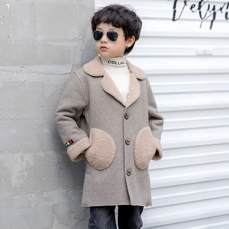 Новинка Двубортный плащ Куртки для мальчиков Сезон весна осень зима Детские