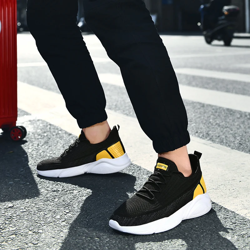 Мужские черные сетчатые кроссовки брендовая дышащая обувь для бега прогулочная