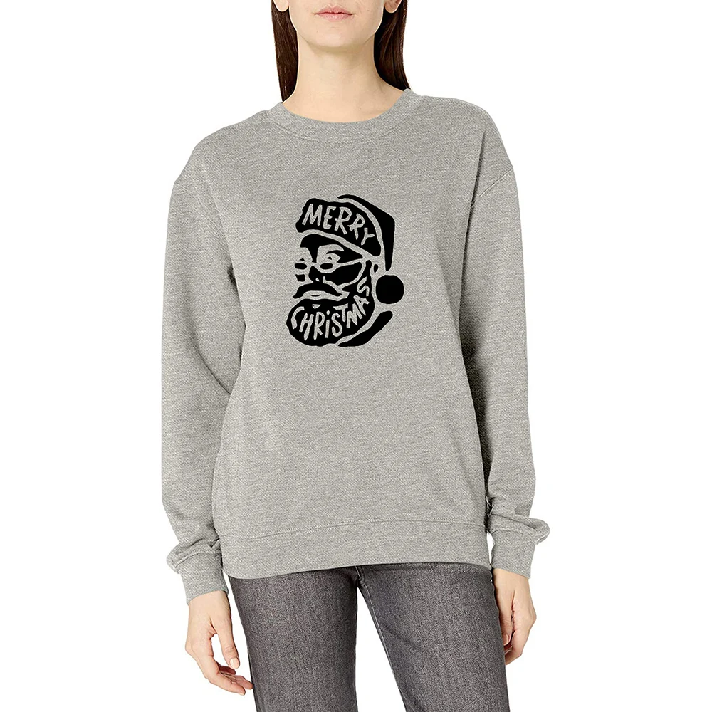 

Women Loose O-Neck Sweatshirt Merry Christmas Letters Cotton White Long Sleeve Casual ropa mujer Female Simple Pullovers S-2XL