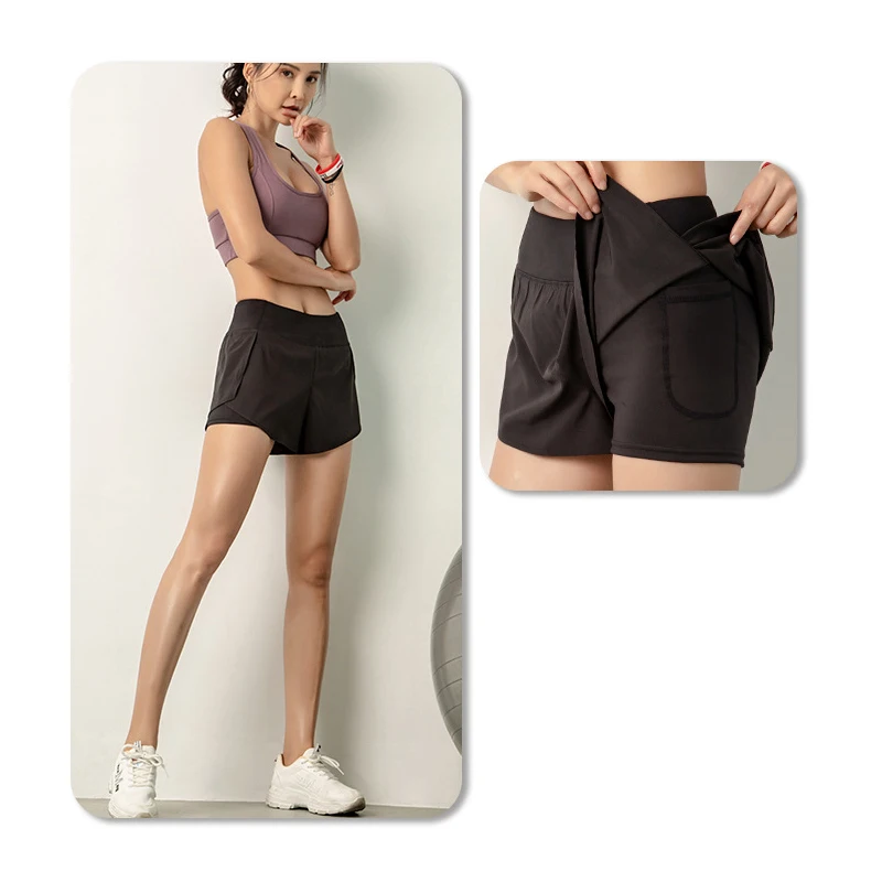 

2 In 1 Women Yoga Sports Shorts Summer High Waist Fitness Jogger Running Short Pants Girl Anti-glare Workout Quick Dry Shorts