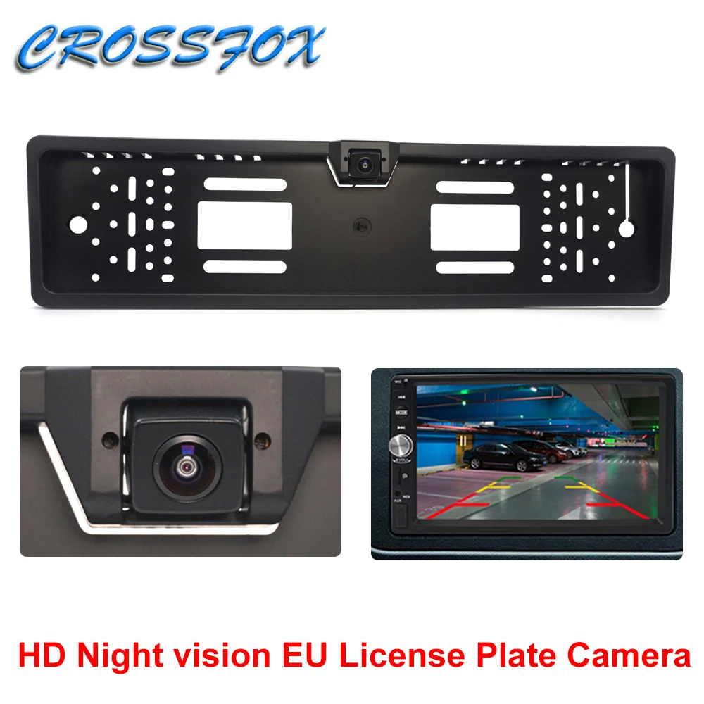 

European 180° HD Vehicle Camera Car Number License Plate Frame Rear View Camera Night Vision Reverse Backup Parking Rearview Cam