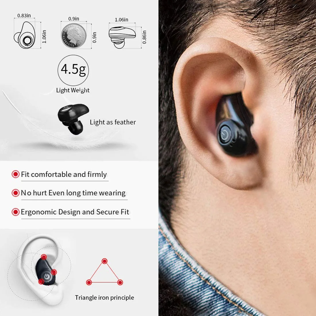 Беспроводные наушники Bluetooth 5,0 наушники настоящая Водонепроницаемая стереогарнитура 2000 мАч power Bank Зарядка телефона для iPhone Sony, Nokia