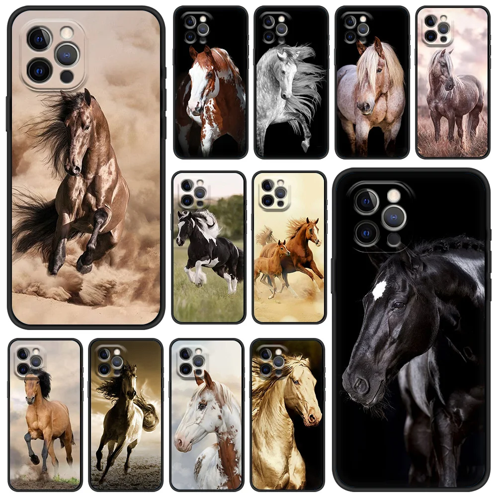 

Running Horse Phone Case for iPhone 12 13 Pro Max XR XS X Silicone Soft TPU Shell for iPhone 11 7 8 Plus SE2020 Cover Coque Bag