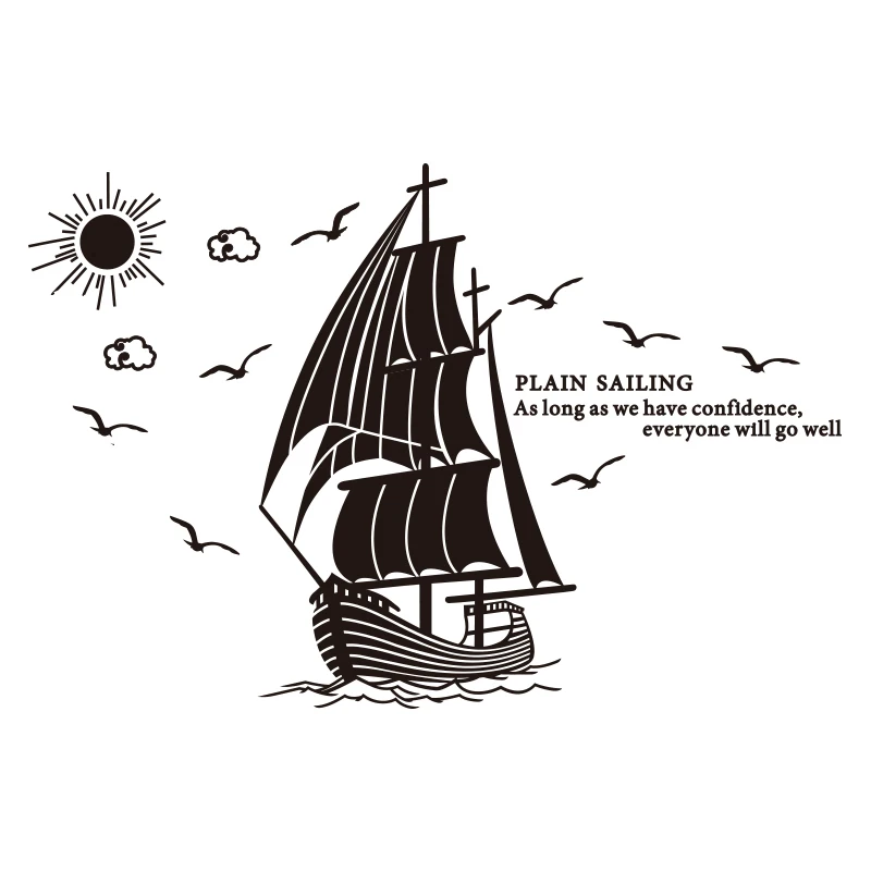 

WS118 Smooth sailing acrylic painting 3D stereoscopic wall sticker company culture inspirational sticker office decoration