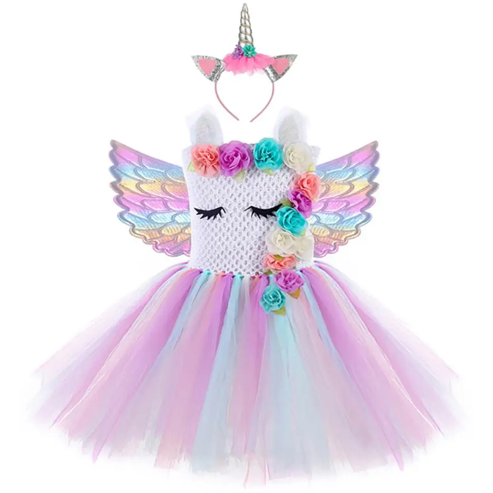 

2021 Единорог девичье Платье Лето Стиль детская одежда, детское платье на день рождения вечерние на Рождество, карнавал, вечеринку платье при...