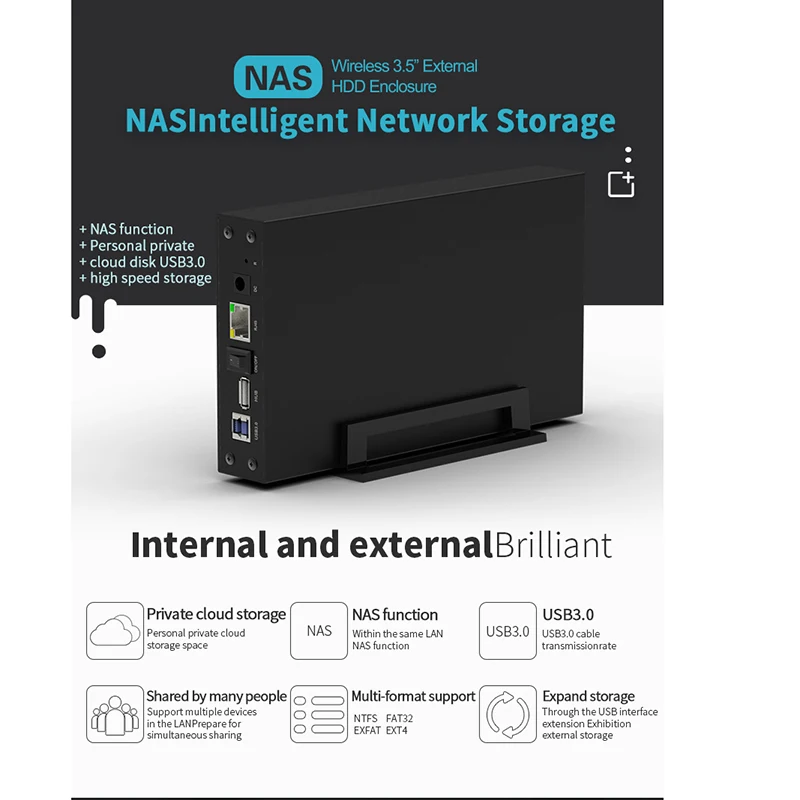 Blueendless беспроводной Nas Hdd корпус 3,5 дюймов Sata Rj45 Usb 3,0 Pc чехол на жесткий диск для Ios Android App Eu Plug