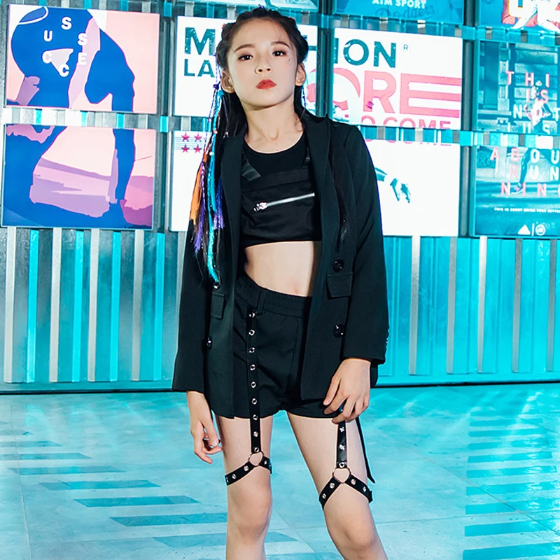 Джазовые танцевальные костюмы для девочек уличный танцевальный черный красивый