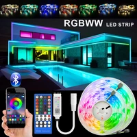 rgbww led strip light smd 5050 10m 5m led lights waterproof dc12v rgb led tape diode ribbon flexible app phone controladapter