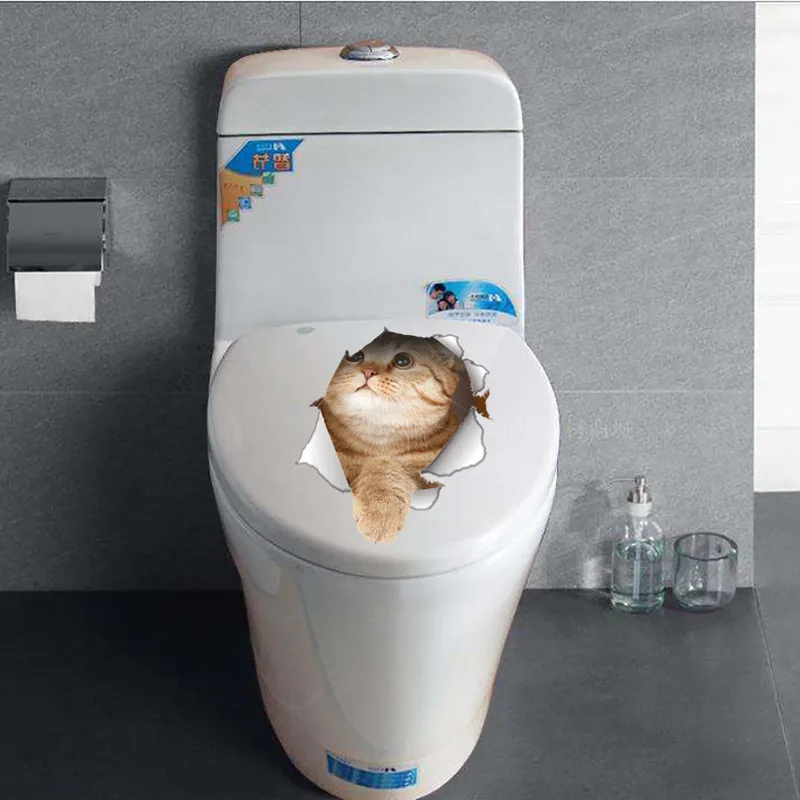 

Cat Decor Dog Animal 3D Wall Sticker Bathroom Toilet Kids Room Decoration Wall Decals Sticker Refrigerator Waterproof Poster
