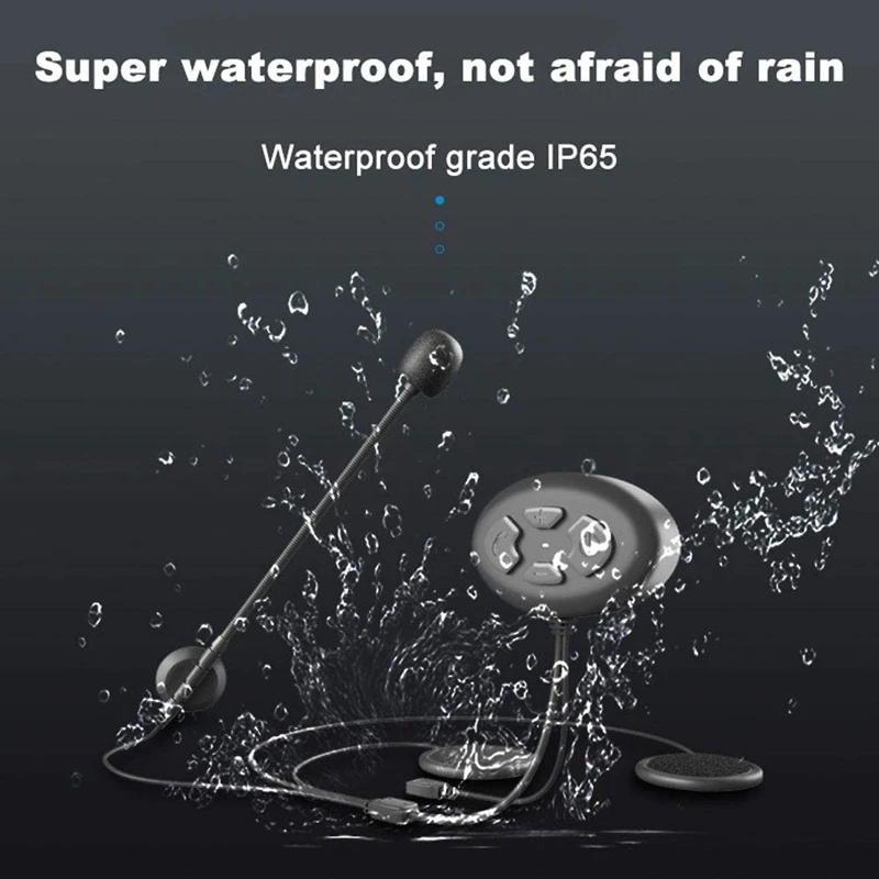 2Pcs DK12 Bluetooth 5.0 Helmet Headset Intercom with FM Radio Motorcycle Noise Cancellation IP65 Waterproof