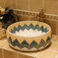 mediterranean table basin household round table wash basin american inter platform basin european ceramic art washbasin