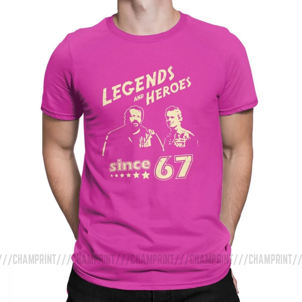 Фуксия Мужские футболки Bud Spencer Legends And Hero Since 67, новинка, Теренс Хилл, топы с короткими рукавами и круглым вырезом, хлопковая футболка, идея подарка, футболка - Цвет: Фуксия