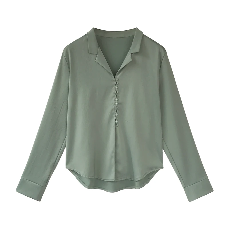 

GOOHOJIO 2020 Turn-down Collar Chiffon Blouse women autumn Casual Elegant office Shirts fashionable Women Blouses Long Sleeve