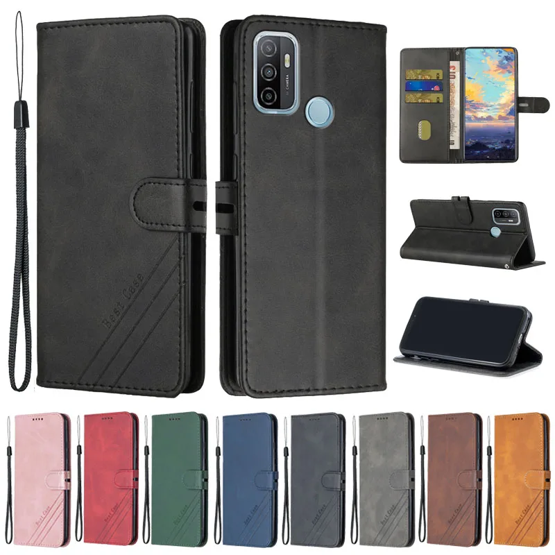 OPPO A53 Case Leather Flip Case on For Funda OPPO A 53 CPH21