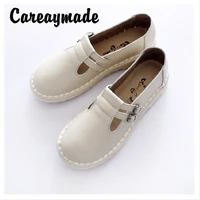 careaymade new style springsummer real leather shoes original homemade shoes casual handmade retro womens shoes3colors