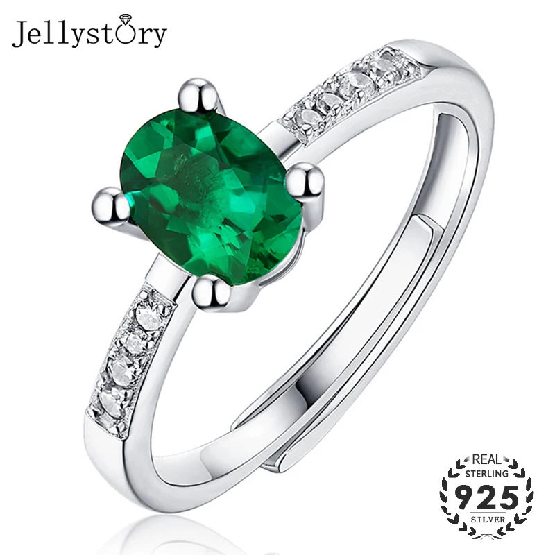 Jellystory роскошное кольцо 100% реальные s925 серебро 5*7 мм 1ct овальный изумруд