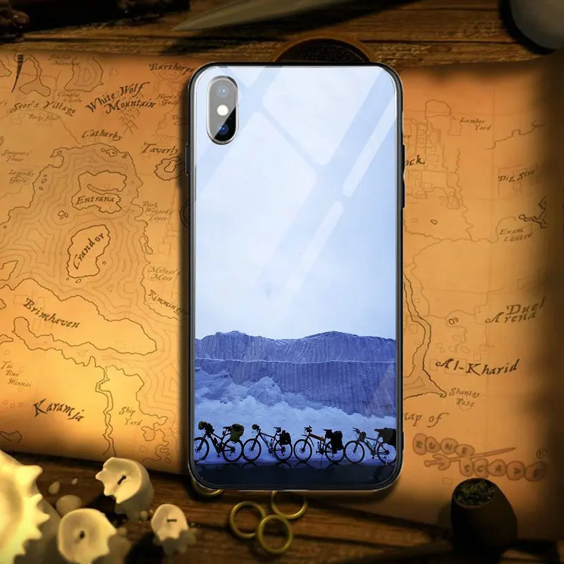Чехол для телефона из закаленного стекла велосипеда велоспорта iPhone 5 5S SE 8 7 Plus X XR XS