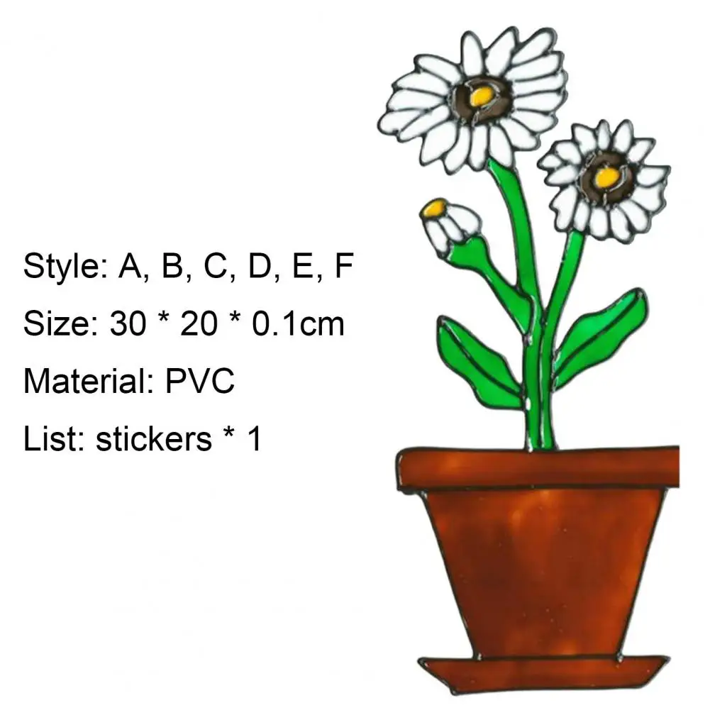 

Wall Sticker Poster Self-adhesive Realistic Decorative Vivid PVC Flower Window Door Decal for Home