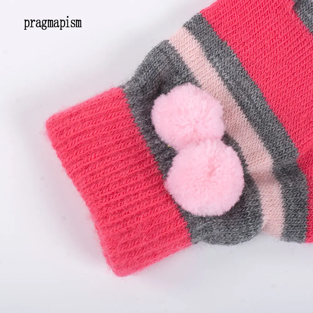 Мягкие Детские теплые осенне зимние перчатки для девочек модные вязаные с