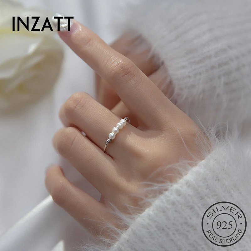 

Женское регулируемое кольцо INZATT из настоящего серебра 925 пробы с жемчугом вечерние чные ювелирные украшения в богемном стиле