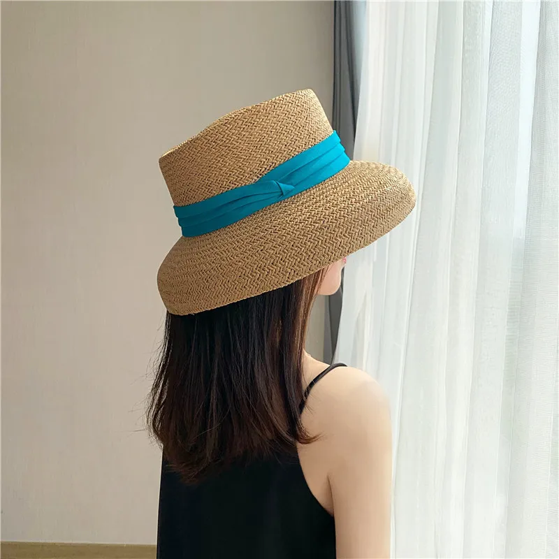 

202106-may-2508752 new Hepburn style summer paper grass Lampshade modeling leisure lady sun cap women leisure hat