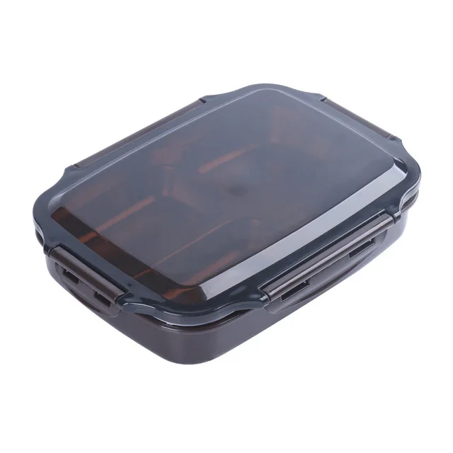 Black lunch box ONEUP Ланч-бокс из нержавеющей стали Портативный для пикника, офиса, школы, еды, контейнер с отделениями, Microwavable термальный Bento box - Цвет: Black lunch box
