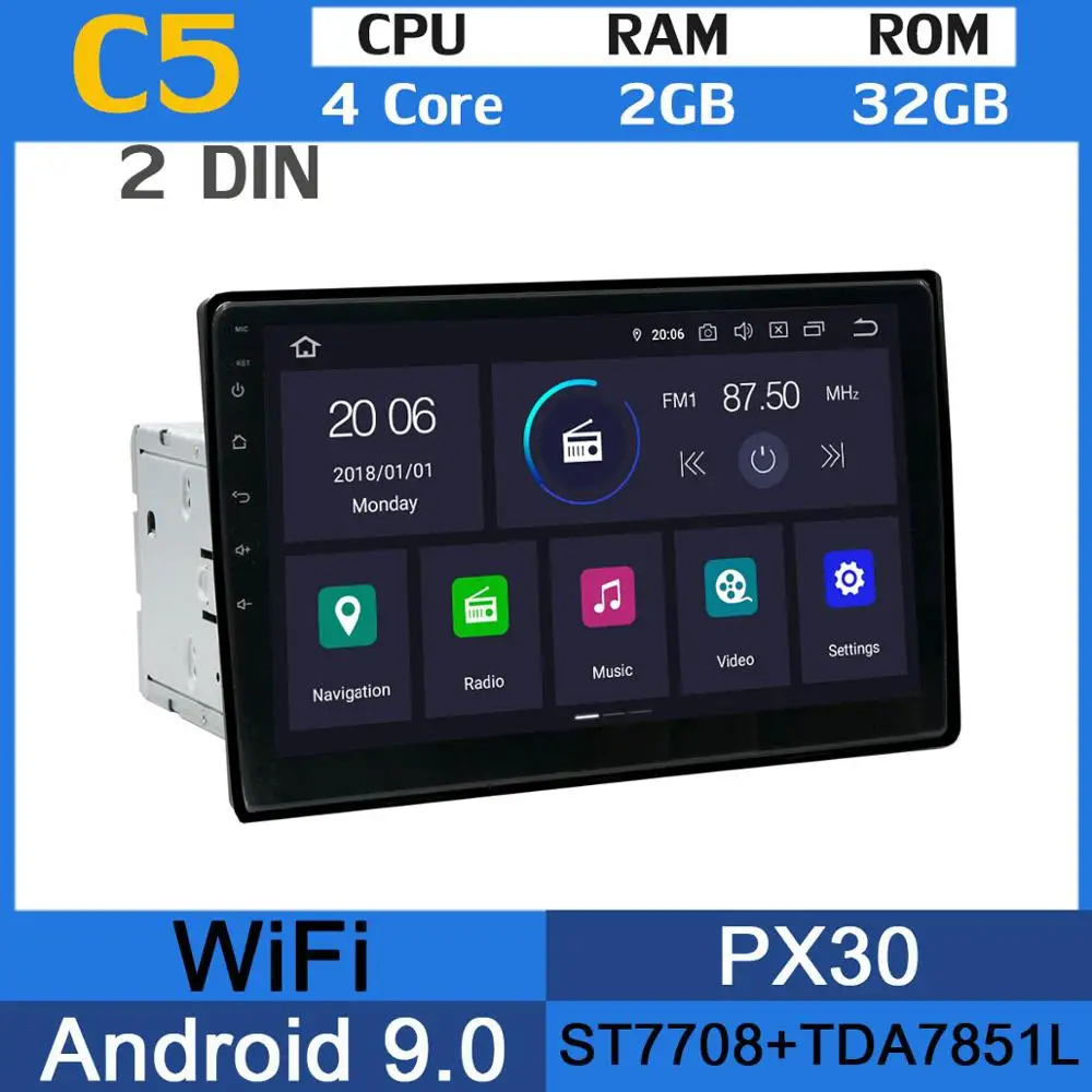 4Core 2G RAM 32G PX 10," 180 ° вращающийся Android 9,0 PX6 4 Гб+ 64 Гб 2 Din 2Din универсальный радио Автомобильный мультимедийный DVD стерео плеер gps радио двойной Din - Цвет: 4Core 2G RAM 32G PX