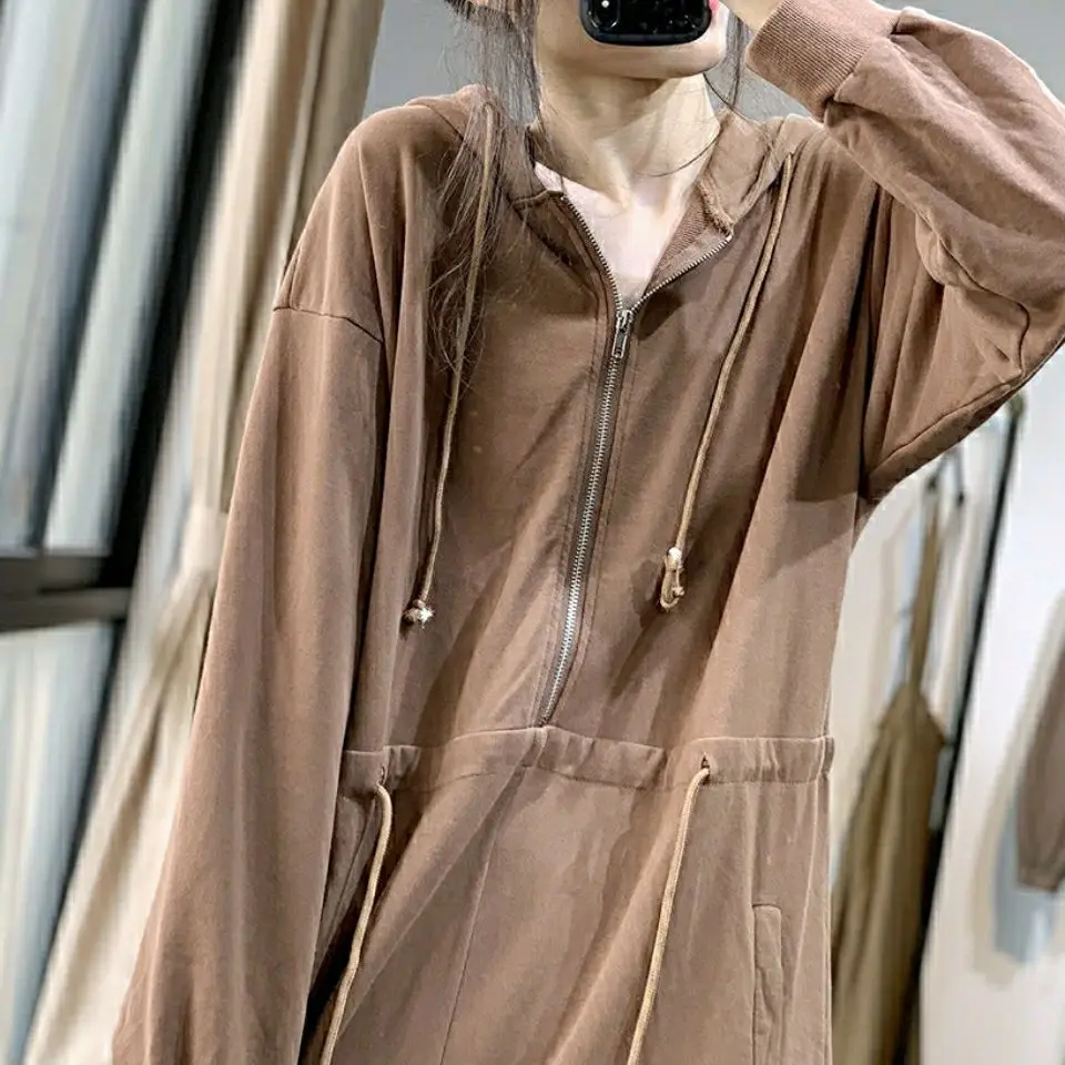 Women Harem Jumpsuit Autumn Winter Japanese Style Loose Drawstring Long Sleeve Hooded Sweatshirt Cotton Casual Jumpsuit Women