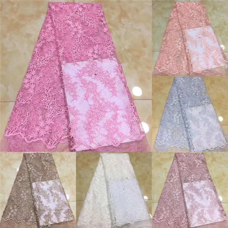 Новинка 2020 африканская кружевная ткань вышитый Золотой нигерийский гипюр для