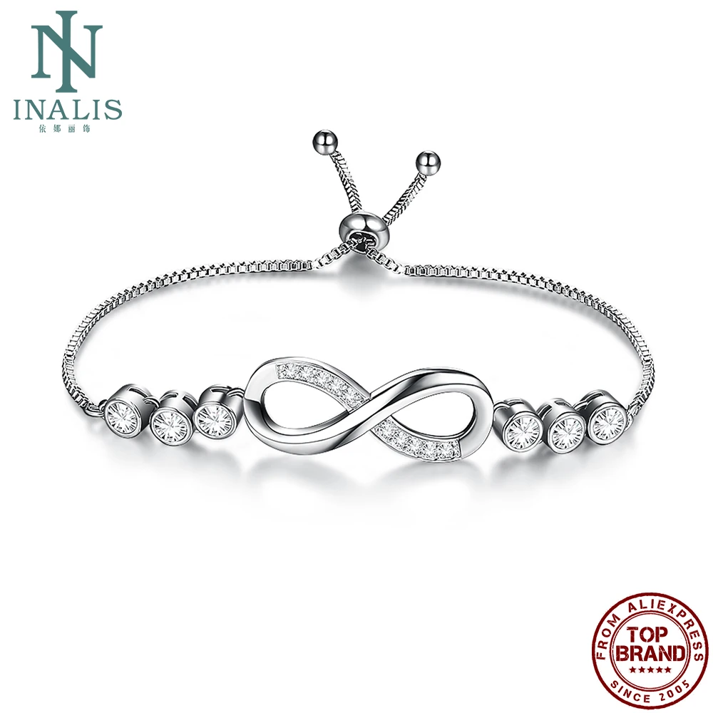 

INALIS Infinite Love Women Bracelets Cubic Zirconia Adjustable Copper Bracelet Bangles Engagement Wedding Jewelry Fashion Gift