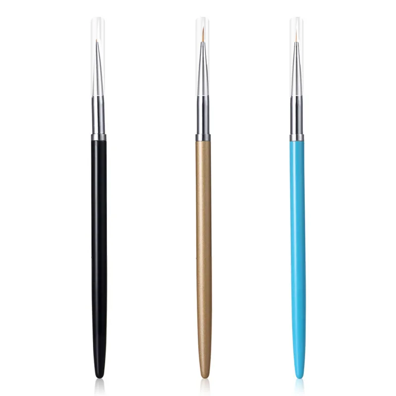 3 Pcs Brush Set Liner Pens Nail Art Brush For UV Gel Polish Painting Metal Handle Professional Painting Drawing Fine Tool