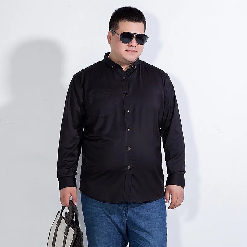 8XL 7XL размера плюс Сезон весна осень Хлопковое платье рубашки Высокое качество