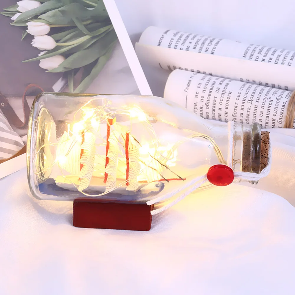 

LED Night Light Sailboat Drift Bottle Home Decoration Ornaments