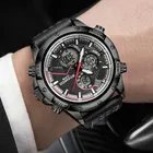 Часы reloj hombre BOAMIGO мужские спортивные, роскошные брендовые модные светодиодные цифровые, кварцевые наручные, с кожаным ремешком